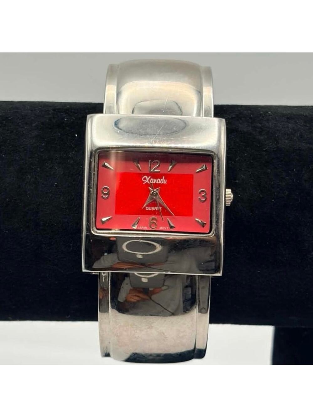 Silver & Red Xanadu Cuff Watch